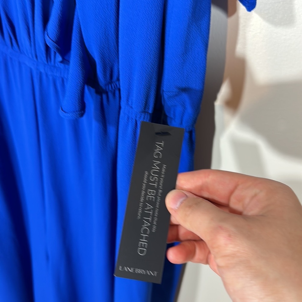 NWT Lane Bryant Jumpsuit Romper Cobalt Blue Ruffle Sleeve - Picture 6 of 10